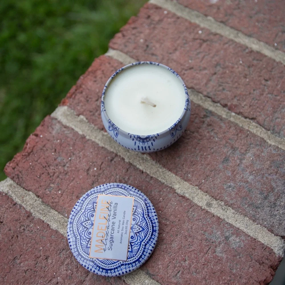 Vanilla scented candle by Madeline Elizabeth